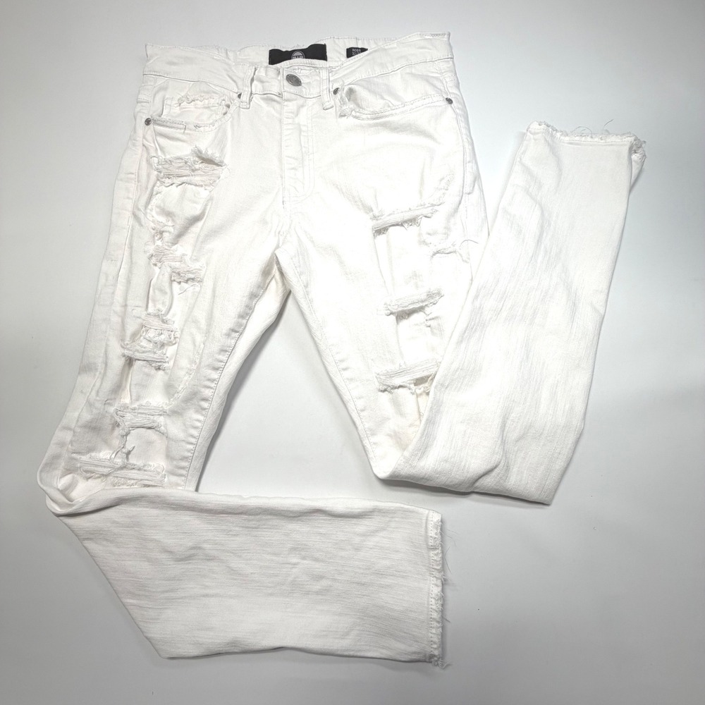 Jordan Craig Ross 32x32 White Distressed Skinny Jeans‎ Raw Hem